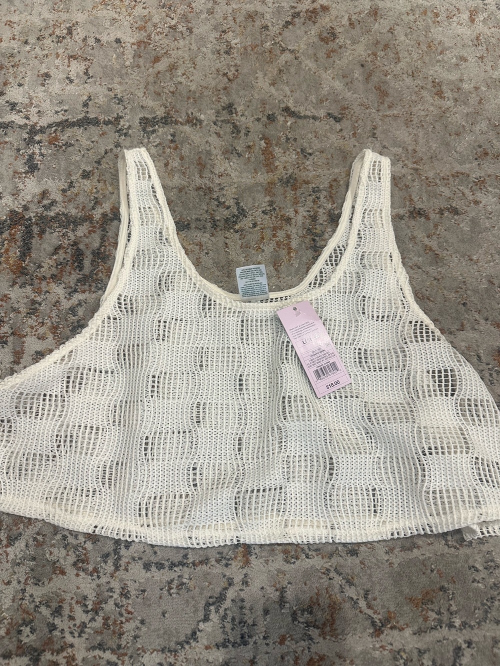 wild fable Cream Open-Knit Cropped Tank
